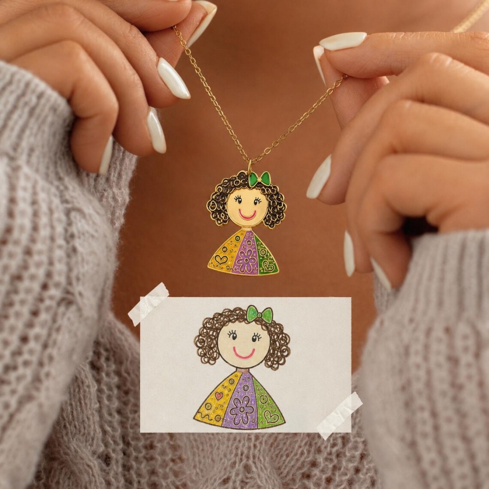 Custom Kids Drawing Pendant Necklace