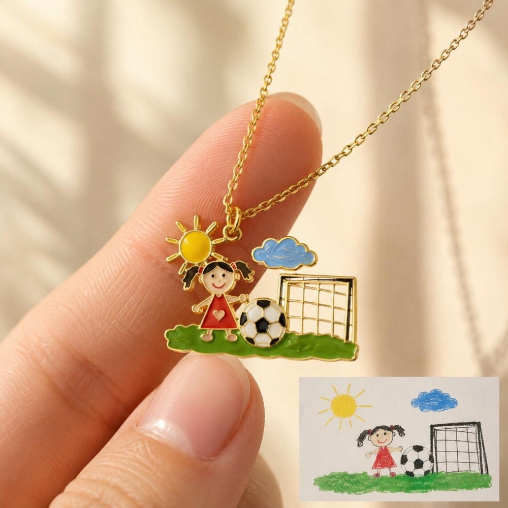 Custom Kids Drawing Pendant Necklace