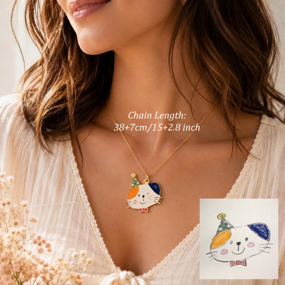 Custom Kids Drawing Pendant Necklace