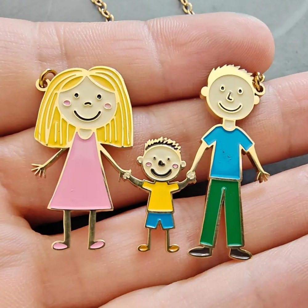 Custom Your Children Drawing Pendant Necklace