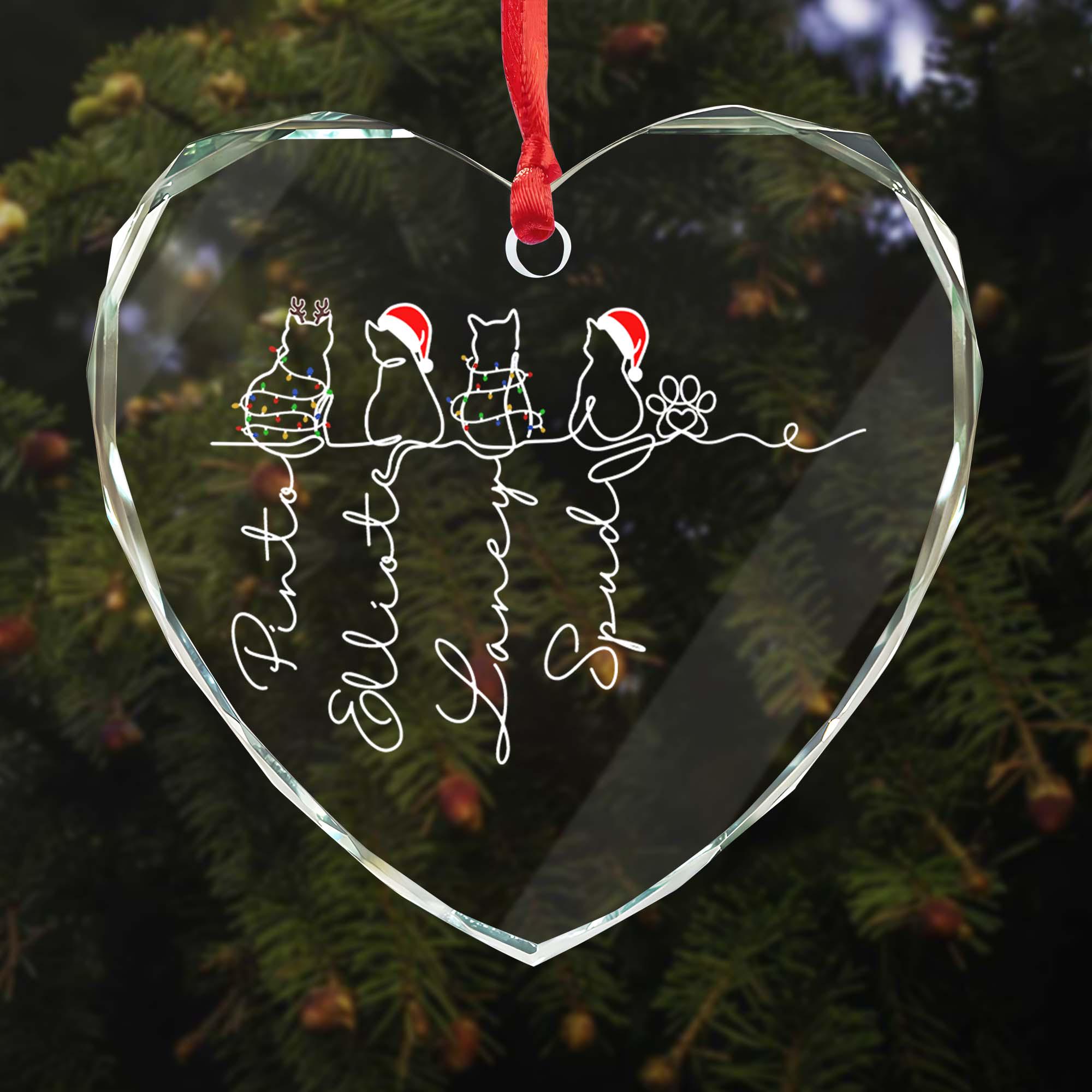MOJO DROPS Custom Glass Cat Name Ornament Christmas Gifts