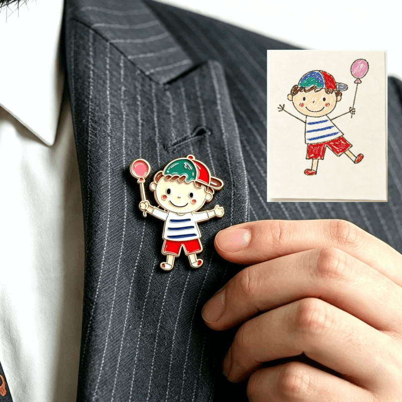 Custom cartoon‑pattern hand‑drawn design lapel badge brooch