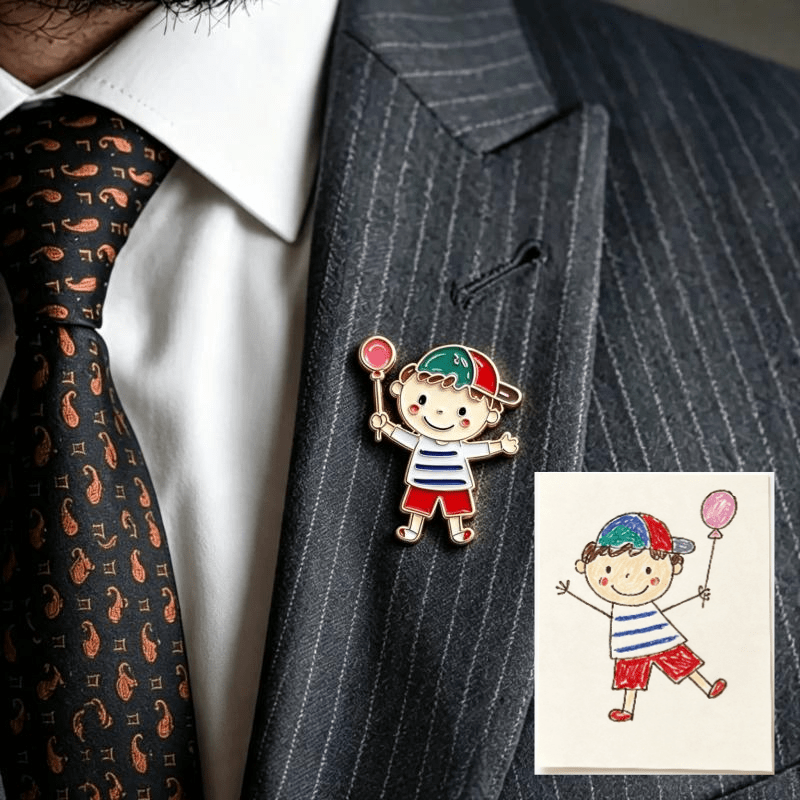 Custom cartoon‑pattern hand‑drawn design lapel badge brooch