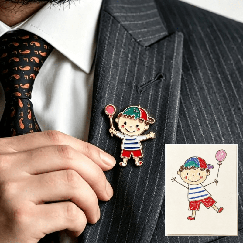 Custom cartoon‑pattern hand‑drawn design lapel badge brooch
