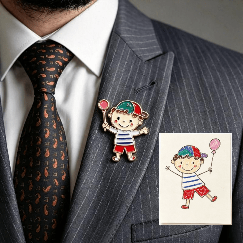 Custom cartoon‑pattern hand‑drawn design lapel badge brooch
