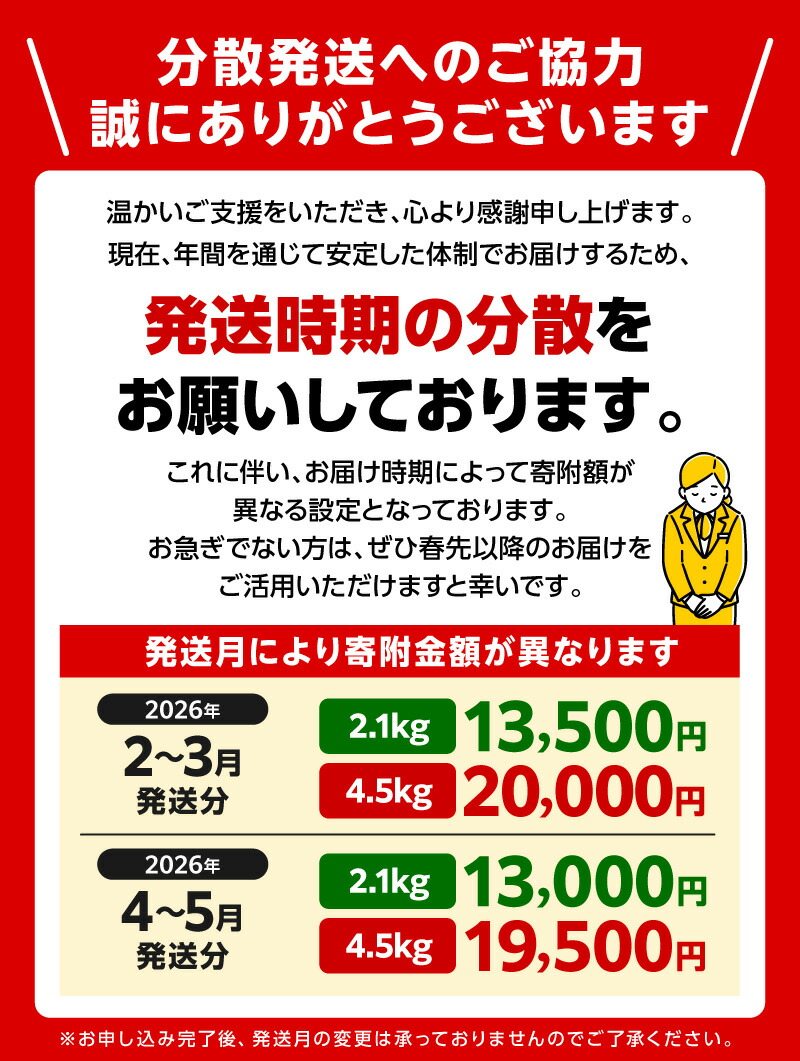 寄附金額のご案内