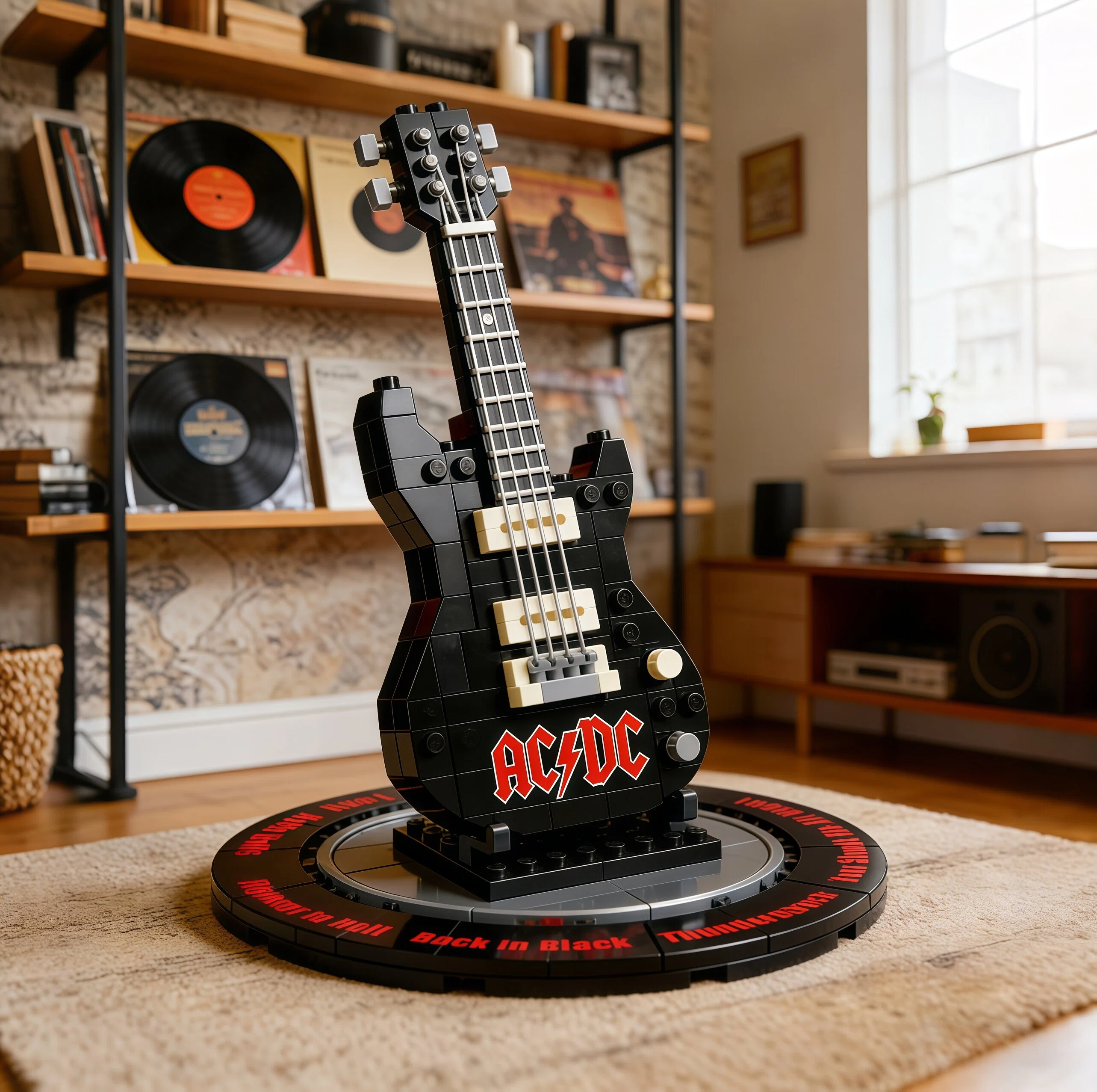 🎸High Voltage Rock Limited Edition Guitar Brick Model – Vinyl Record Display Collector Set