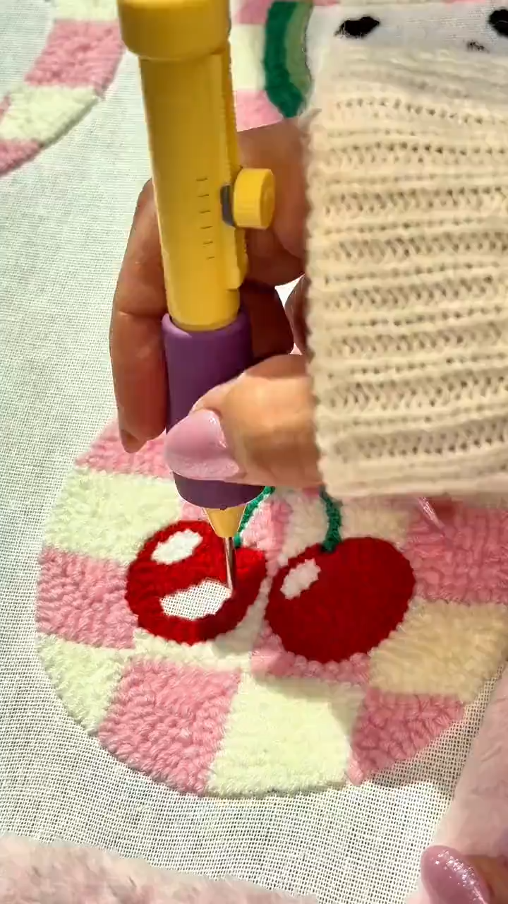 Punch Needle Kit - 4 Pack Checkered Fruits Design Mug Rug Coasters