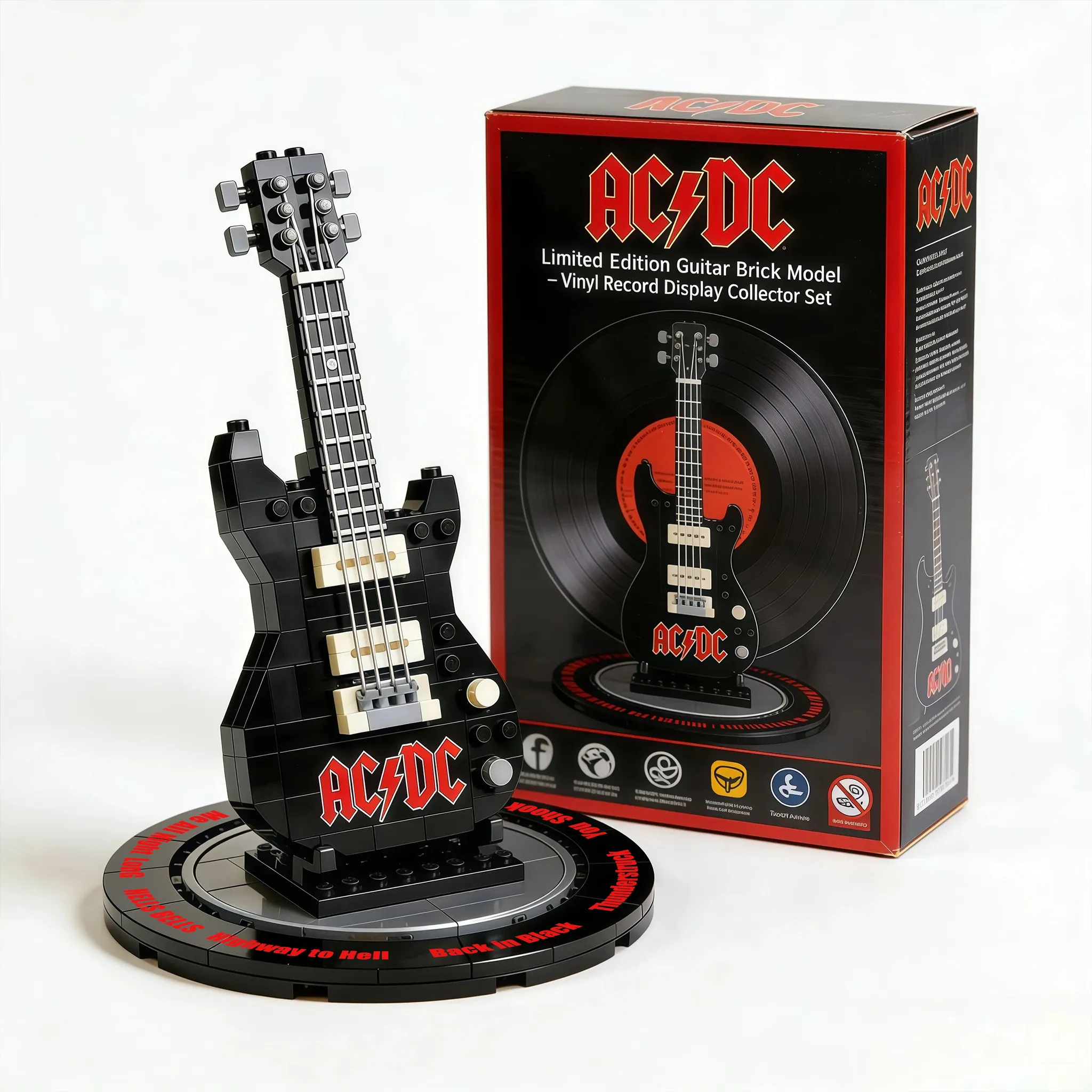 🎸High Voltage Rock Limited Edition Guitar Brick Model – Vinyl Record Display Collector Set
