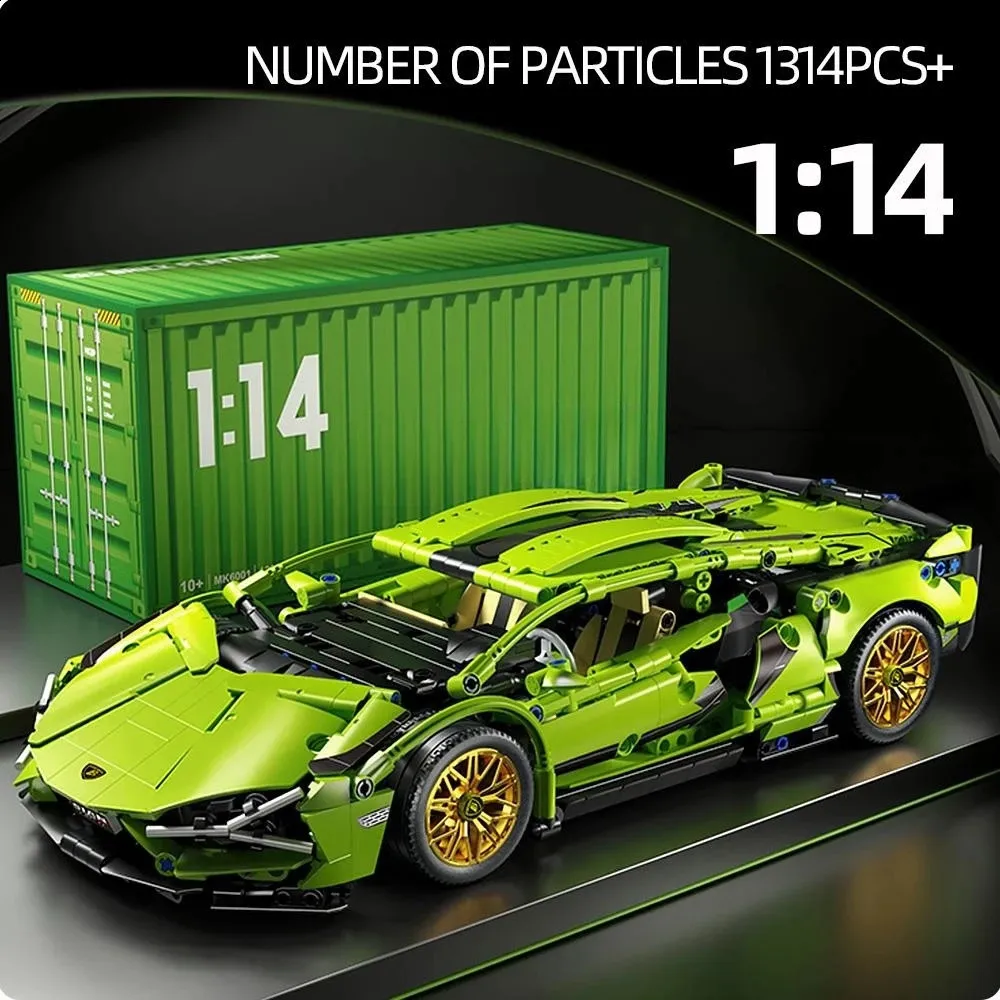 🔥New Year: Get 50% OFF🏎️1:14 Green Bull Supercar Building Set – 1280pcs