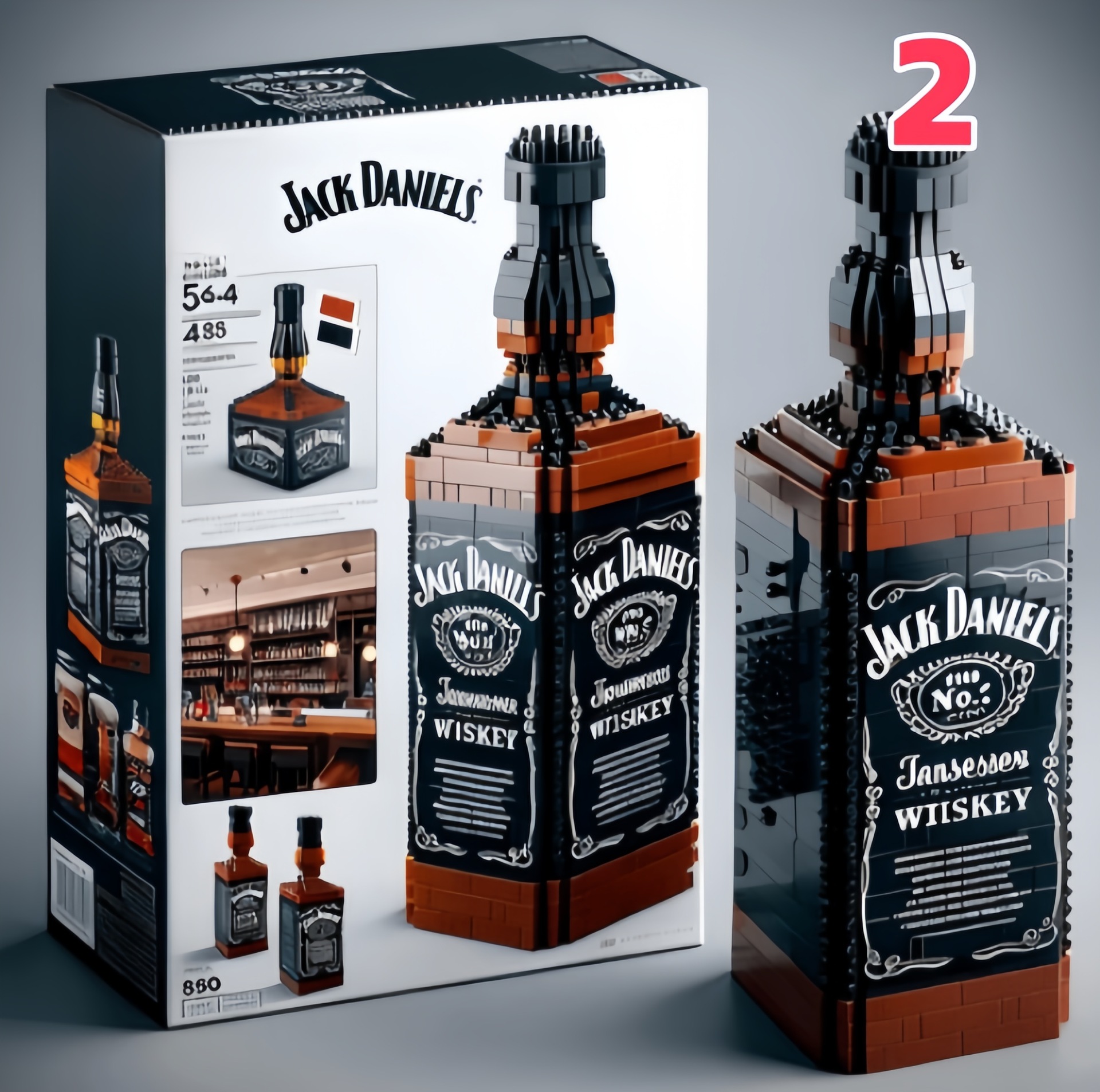 🍾Brick-Built Hennessy Cognac Bottle – Custom Bourbon Display – Bar Decor Gift for Him – Collector Alcohol Replica