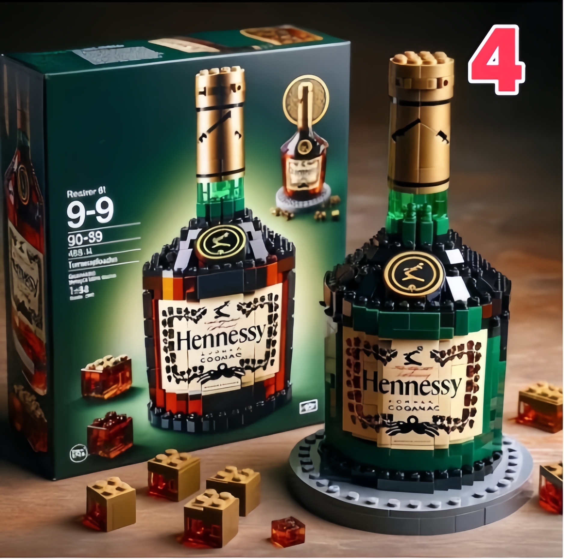 🍾Brick-Built Hennessy Cognac Bottle – Custom Bourbon Display – Bar Decor Gift for Him – Collector Alcohol Replica