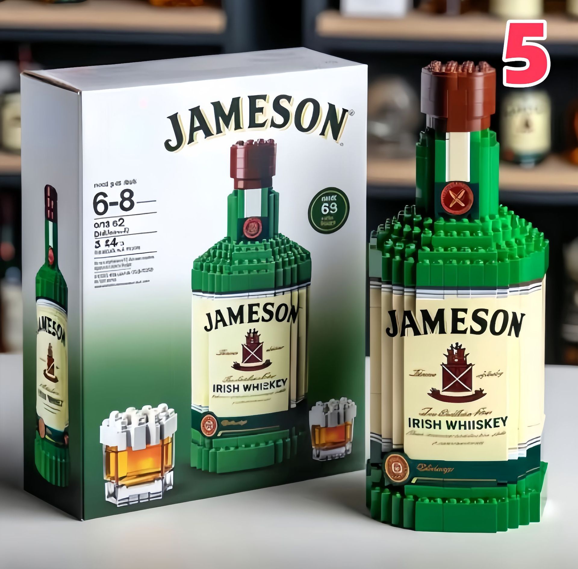 🍾Brick-Built Hennessy Cognac Bottle – Custom Bourbon Display – Bar Decor Gift for Him – Collector Alcohol Replica