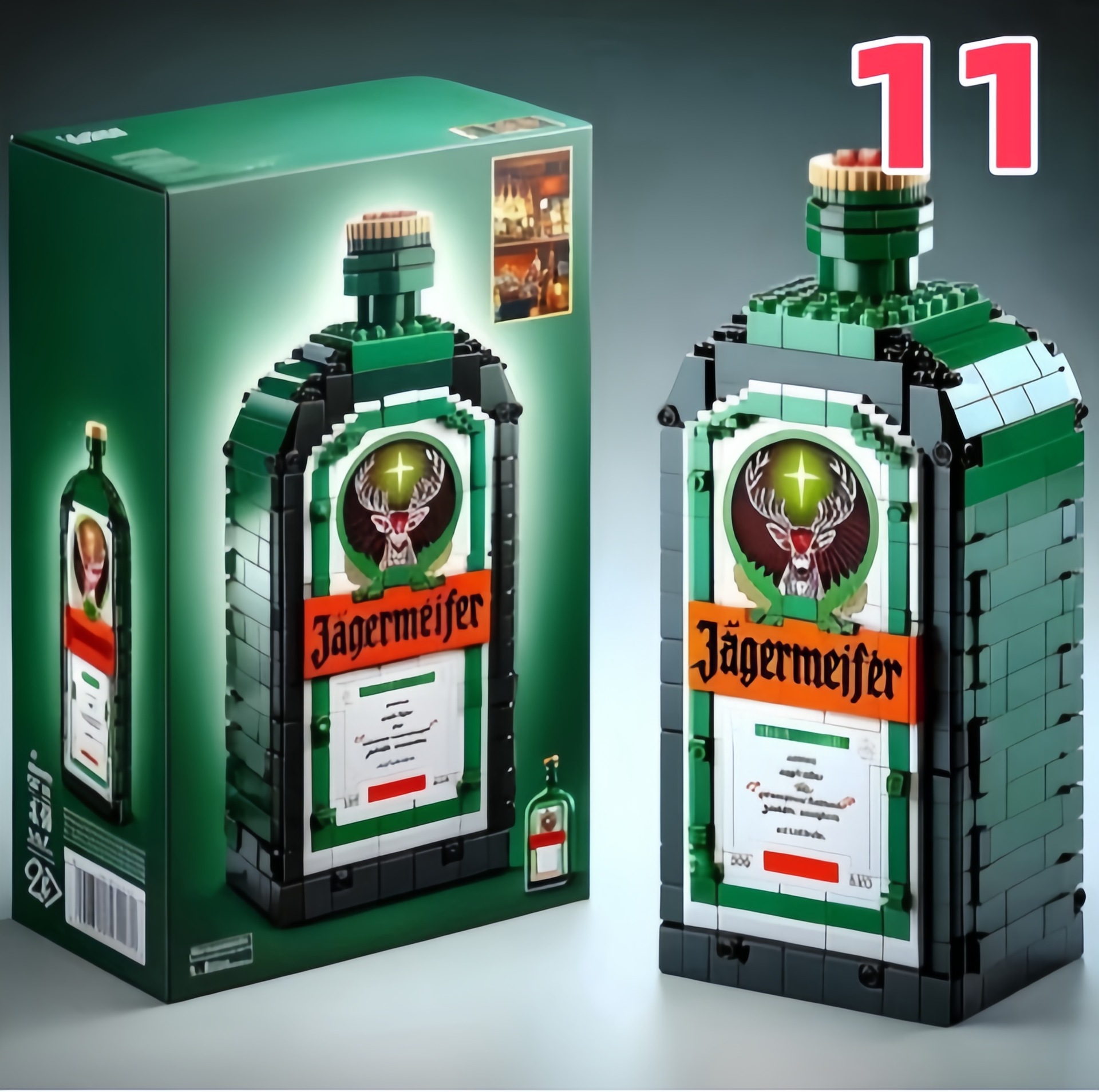 🍾Brick-Built Hennessy Cognac Bottle – Custom Bourbon Display – Bar Decor Gift for Him – Collector Alcohol Replica