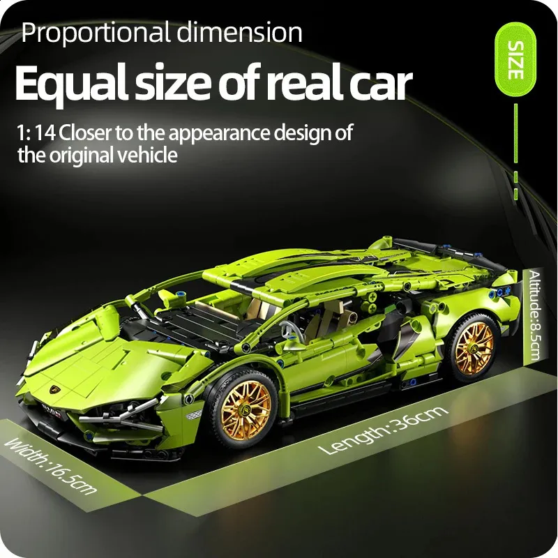 🔥New Year: Get 50% OFF🏎️1:14 Green Bull Supercar Building Set – 1280pcs