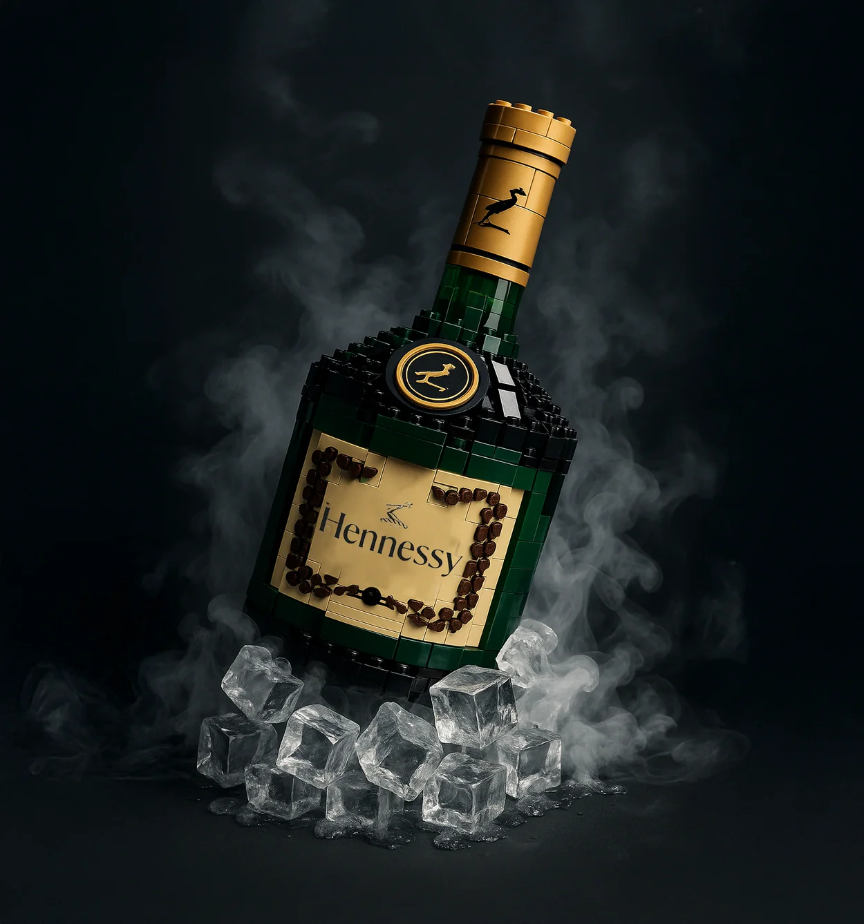 🍾Brick-Built Hennessy Cognac Bottle – Custom Bourbon Display – Bar Decor Gift for Him – Collector Alcohol Replica