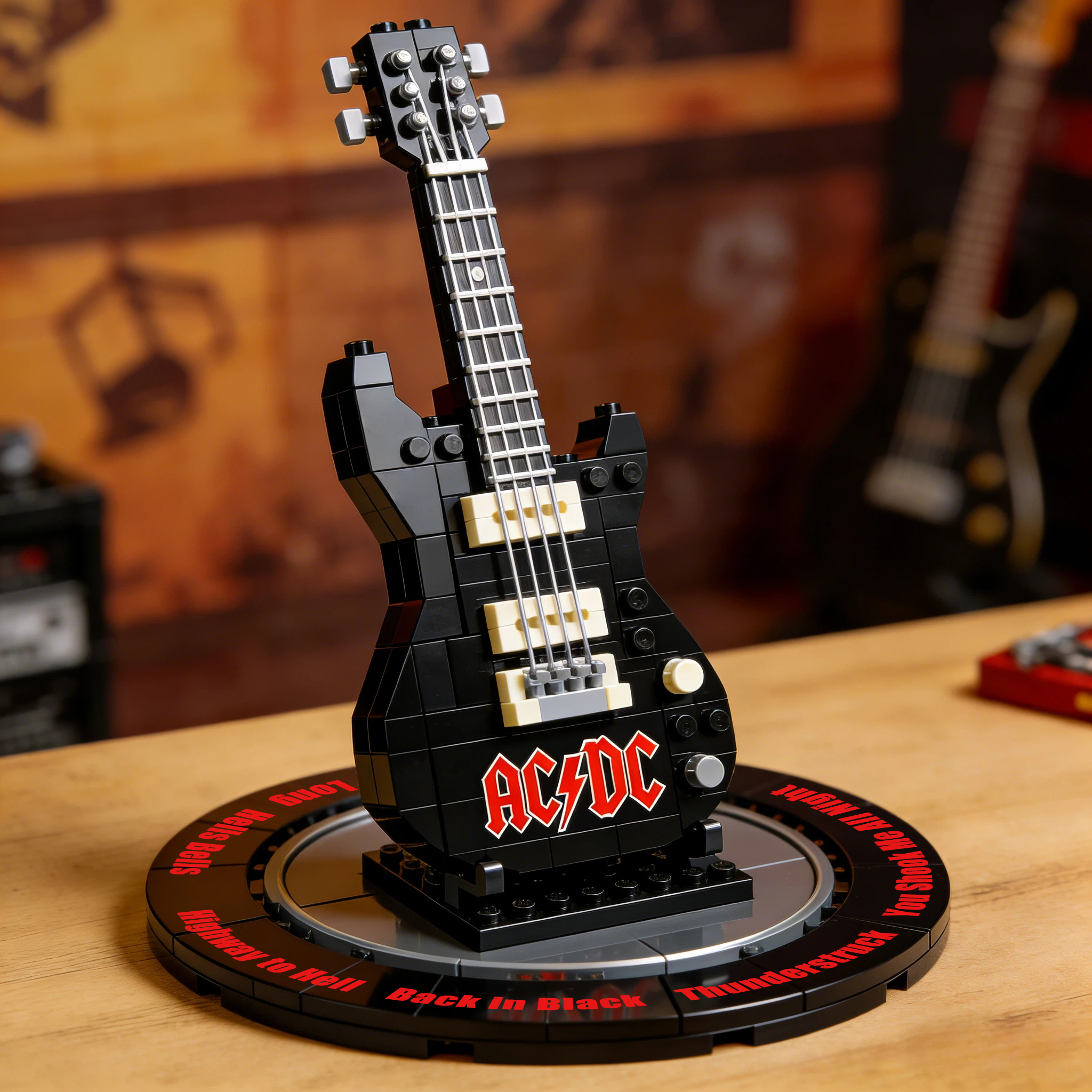 🎸High Voltage Rock Limited Edition Guitar Brick Model – Vinyl Record Display Collector Set