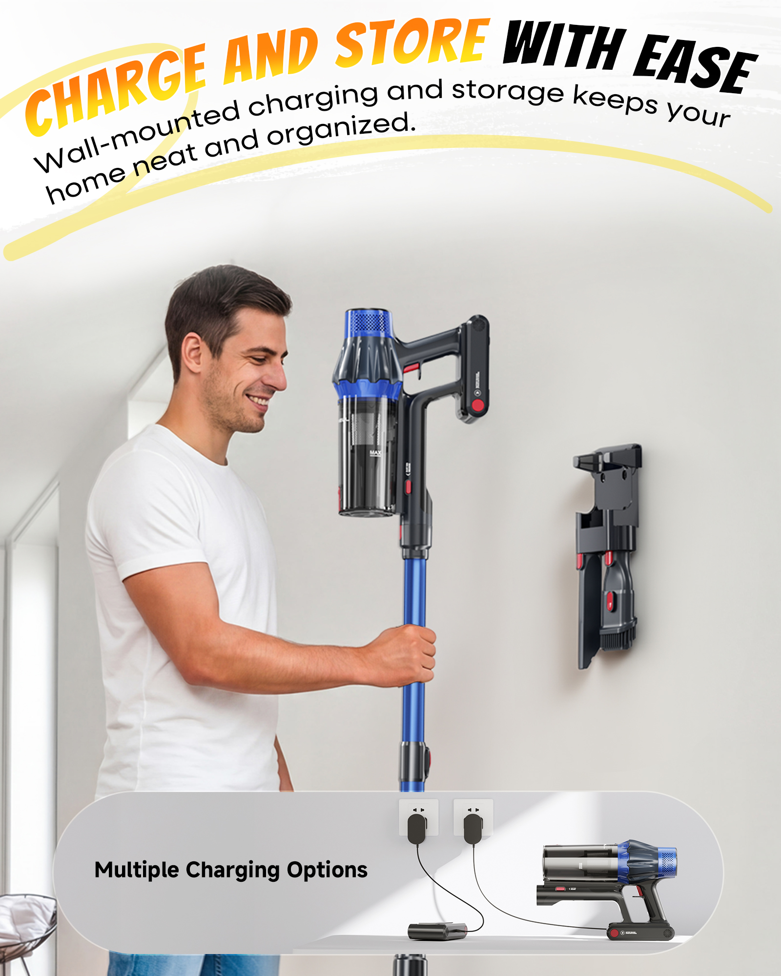 Uninell Home UV7 Cordless Vacuum Cleaner,45Kpa/500W/55min,Stick vacuum cleaner