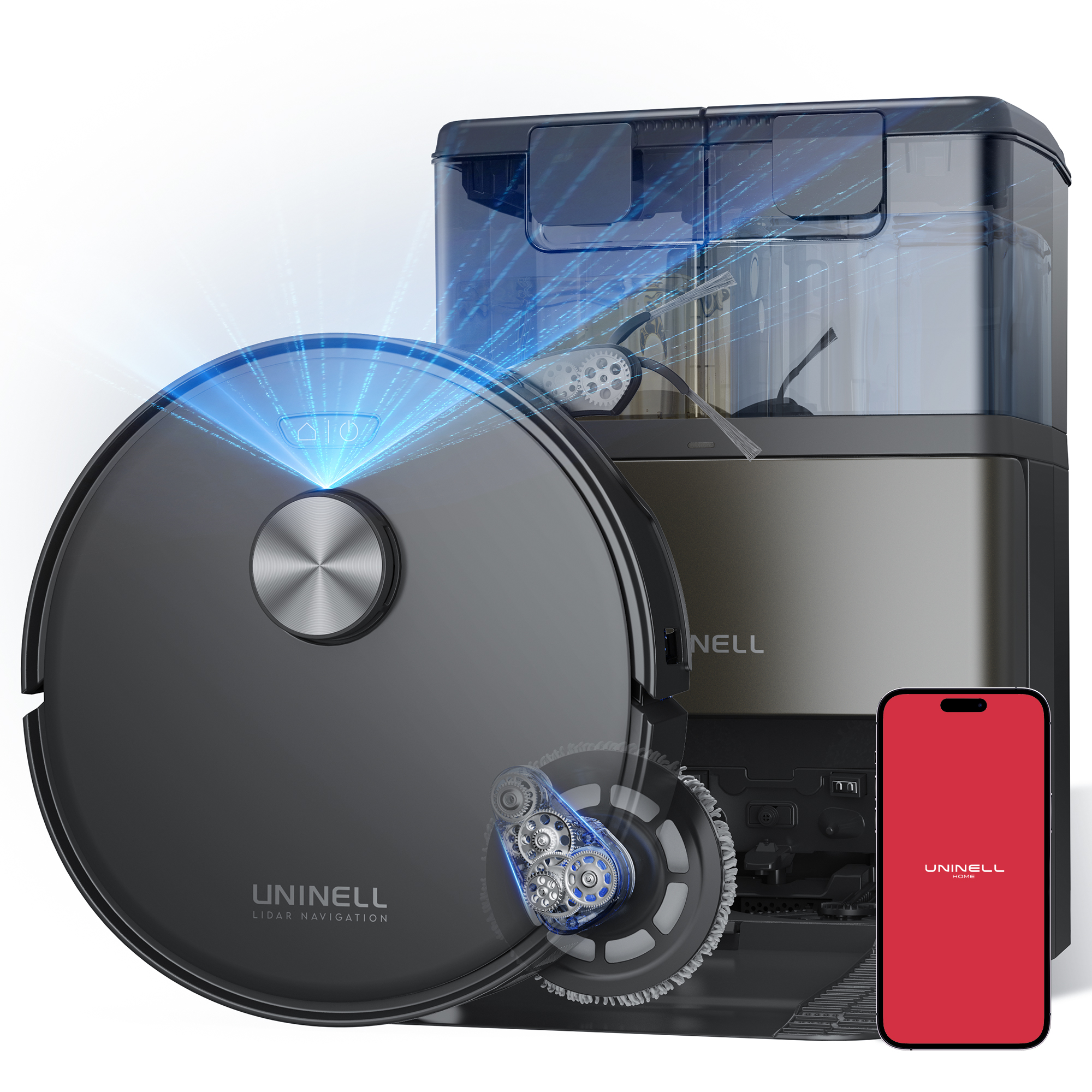 Uninell Z10 Robot Vacuum and Mop Combo with Self-Emptying,20000Pa & Self-cleaning