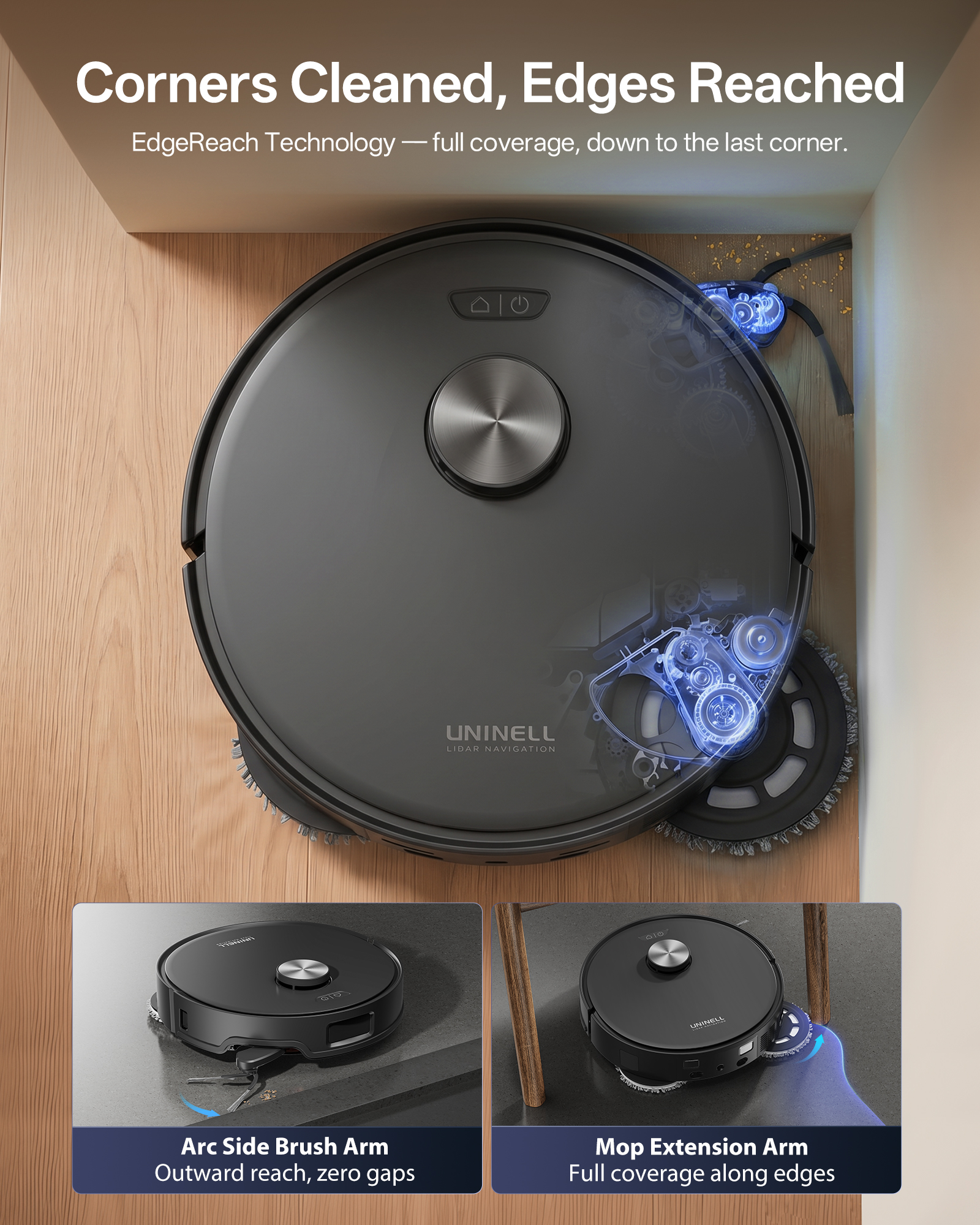 Uninell Z10 Robot Vacuum and Mop Combo with Self-Emptying,20000Pa & Self-cleaning