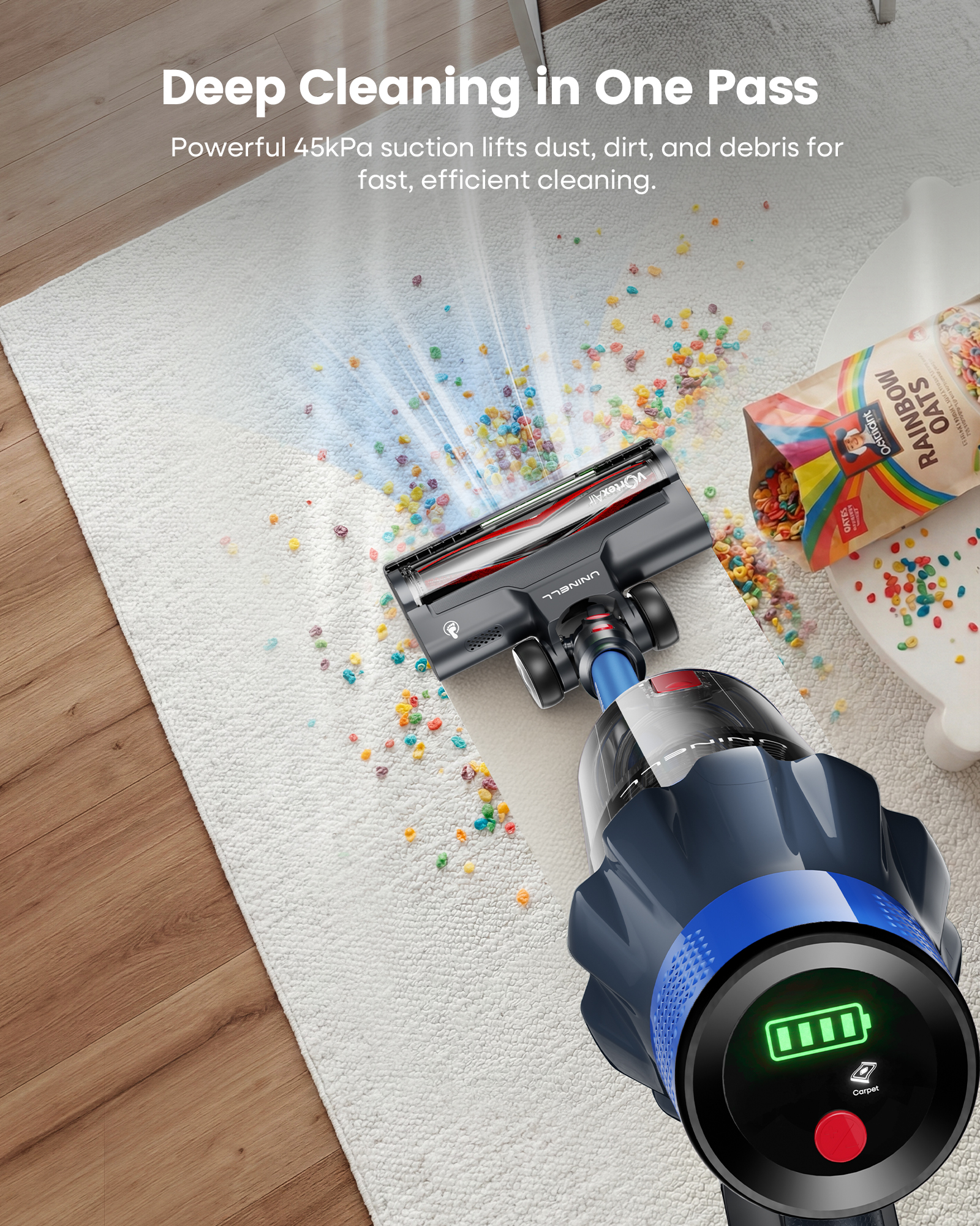 Uninell Home UV7 Cordless Vacuum Cleaner,45Kpa/500W/55min,Stick vacuum cleaner,Black