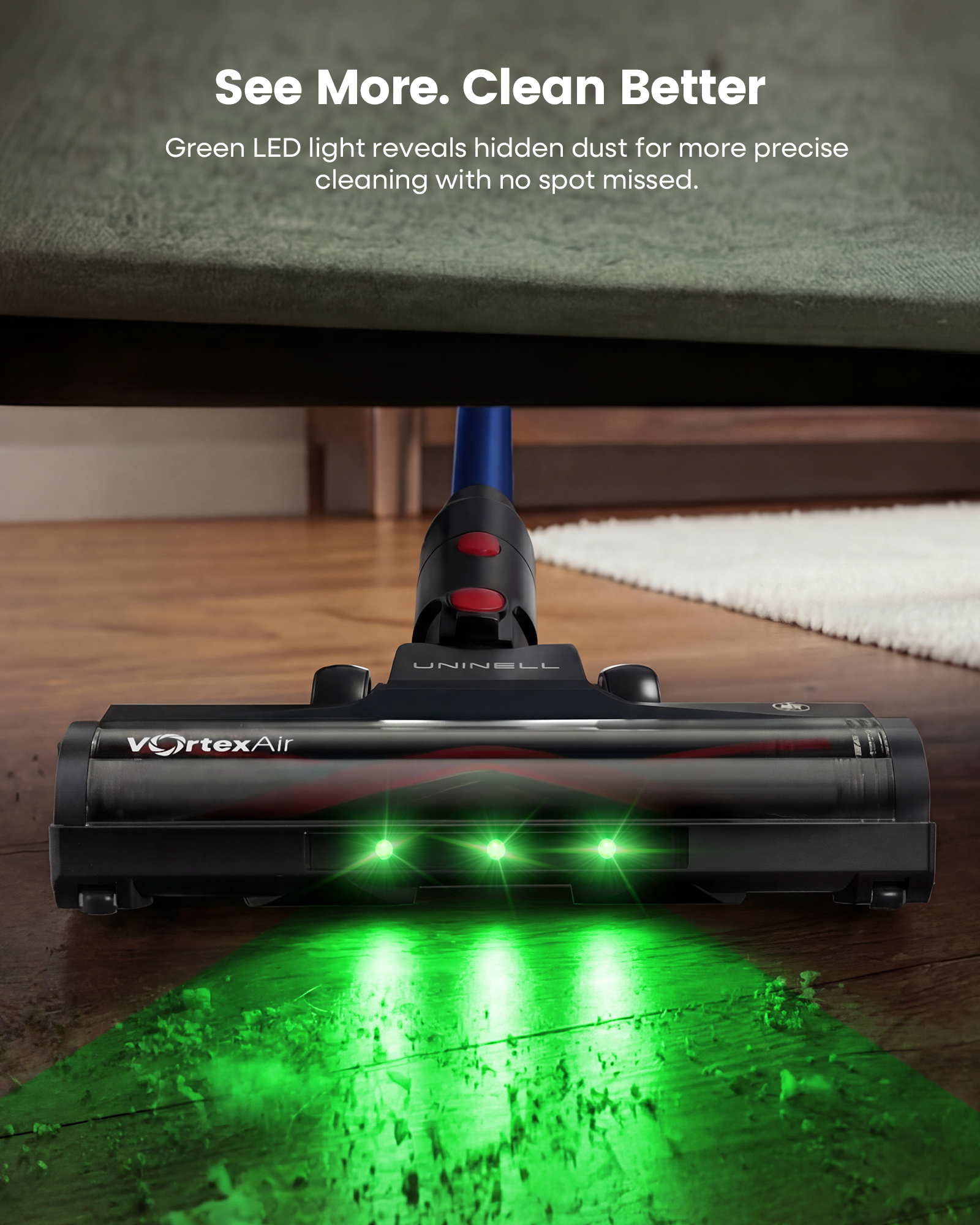 Uninell Home UV7 Cordless Vacuum Cleaner,45Kpa/500W/55min,Stick vacuum cleaner,Black