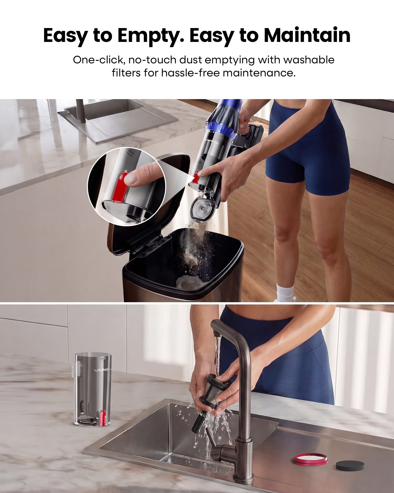 Uninell Home UV7 Cordless Vacuum Cleaner,45Kpa/500W/55min,Stick vacuum cleaner,Black