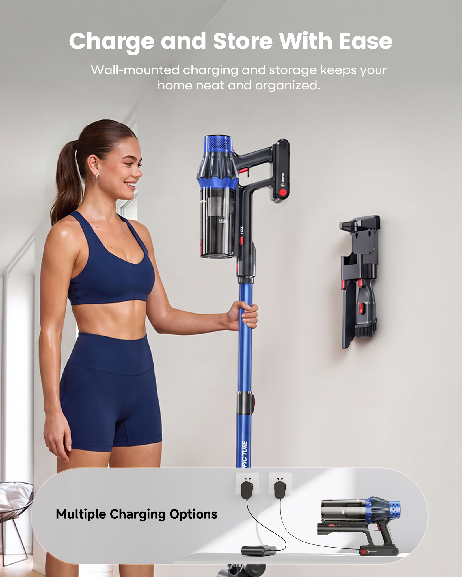 Uninell Home UV7 Cordless Vacuum Cleaner,45Kpa/500W/55min,Stick vacuum cleaner,Black