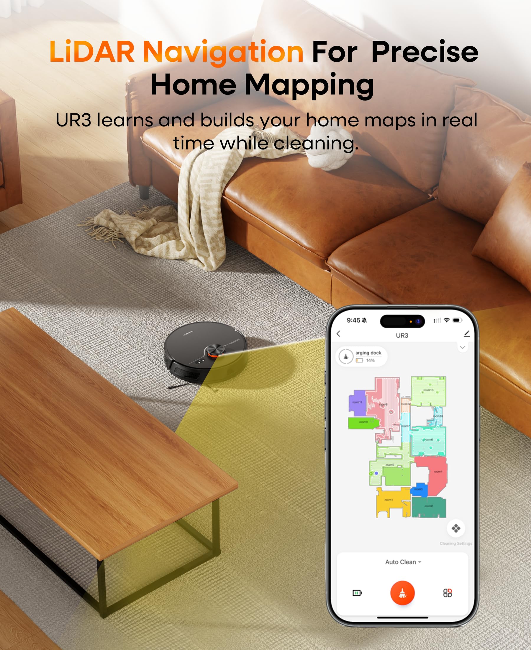 Uninell Robot Vacuum and Mop Combo with Self-Emptying, 6000Pa & LiDAR Navigation UR3