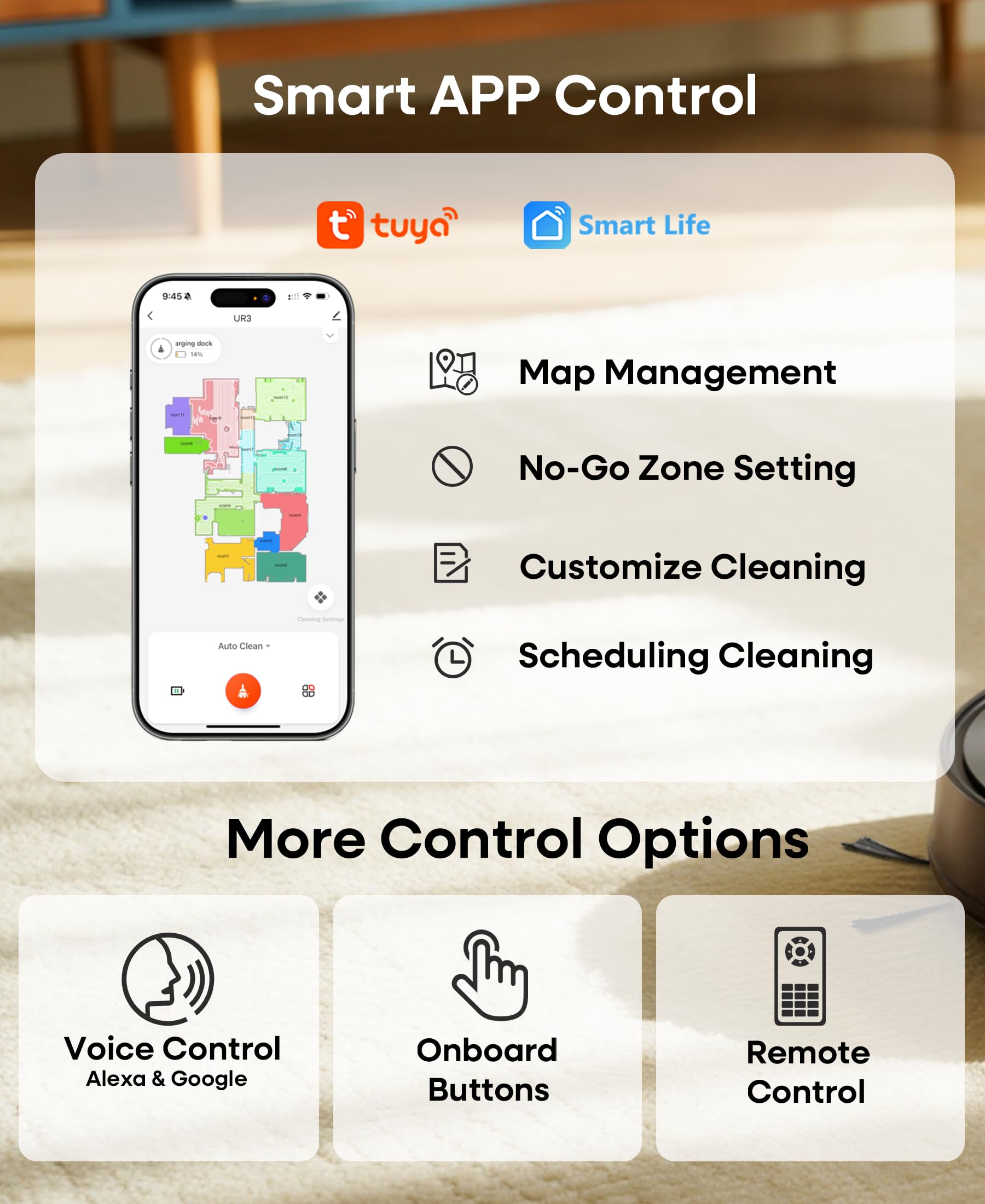 Uninell Robot Vacuum and Mop Combo with Self-Emptying, 6000Pa & LiDAR Navigation UR3