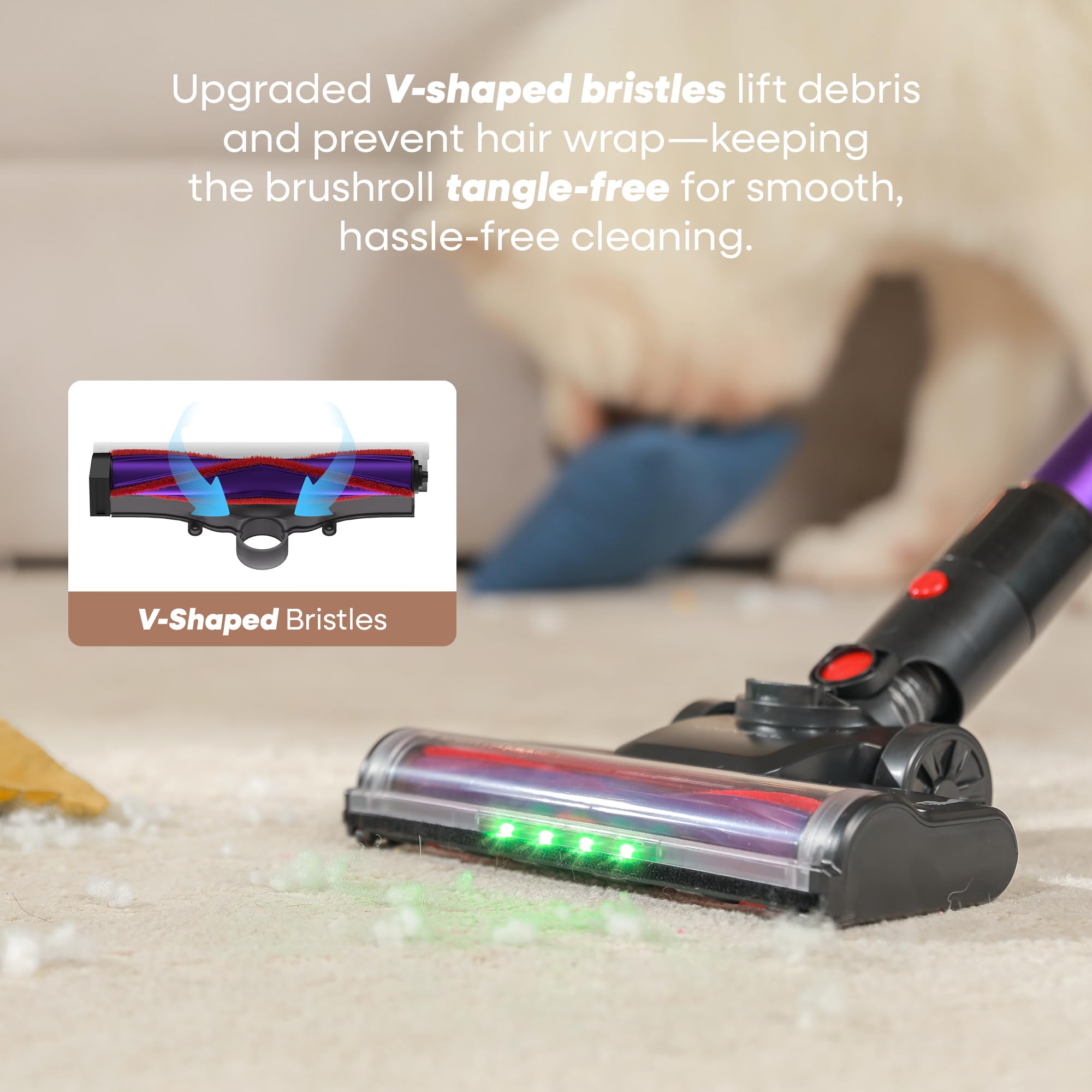 UNINELL HOME UV2 Cordless Vacuum Cleaner, 48000Pa 550W 65Mins Vacuum Cleaners for Home, Self-Standing&Wall Mount Charging