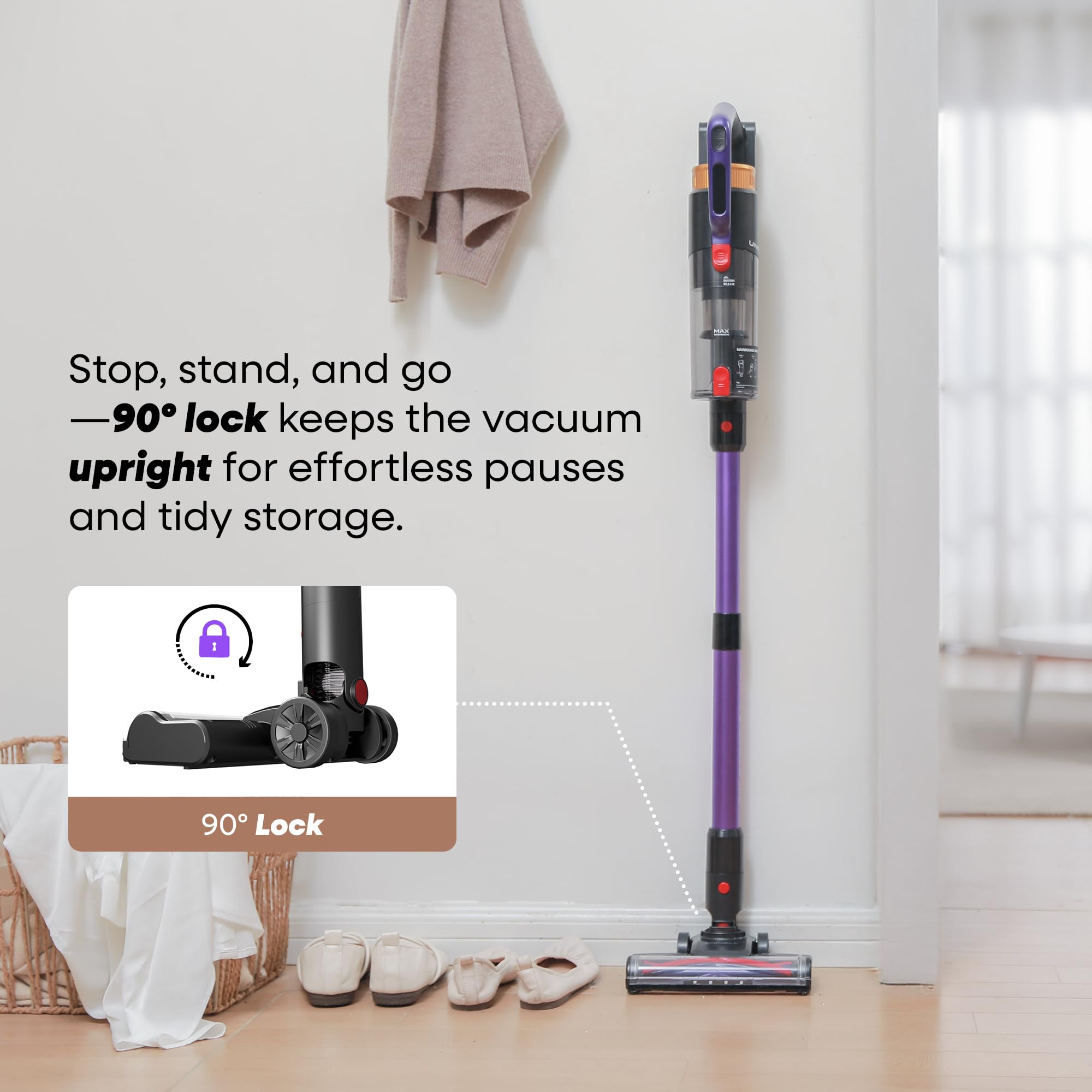 UNINELL HOME UV2 Cordless Vacuum Cleaner, 48000Pa 550W 65Mins Vacuum Cleaners for Home, Self-Standing&Wall Mount Charging
