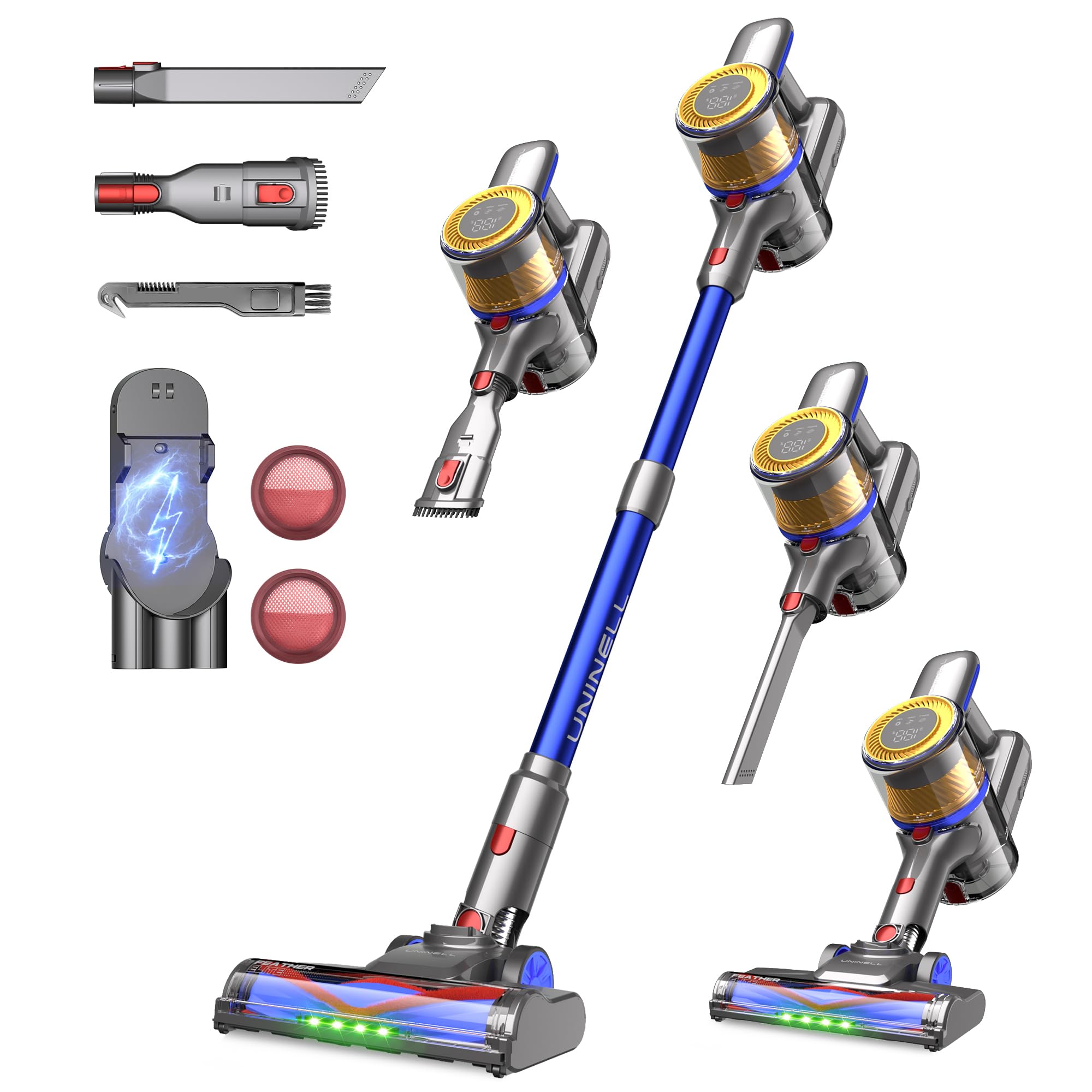 Uninell Home UV1 Cordless Vacuum Cleaner, 45,000Pa/450W Stick Vacuum Cleaners for Home, 60 Mins Runtime, Self-Standing