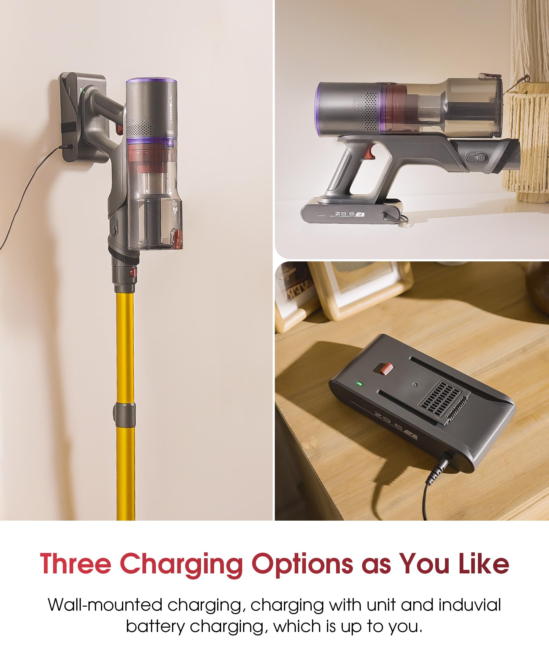 Uninell Home UV5 Cordless Vacuum Cleaner, 50000Pa 580W 70Mins Vacuum Cleaners,Handheld Vacuum Rechargeable