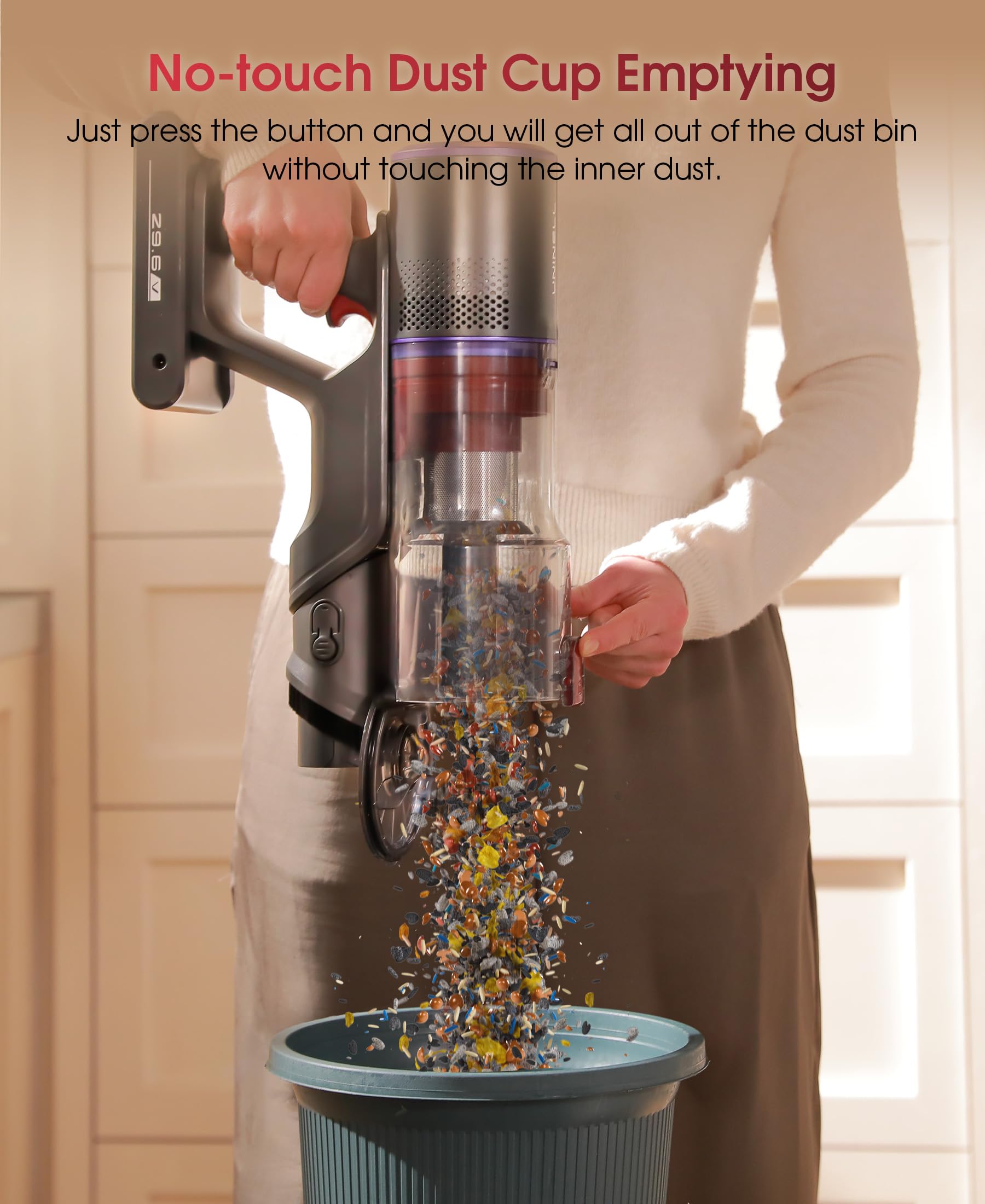 Uninell Home UV5 Cordless Vacuum Cleaner, 50000Pa 580W 70Mins Vacuum Cleaners,Handheld Vacuum Rechargeable