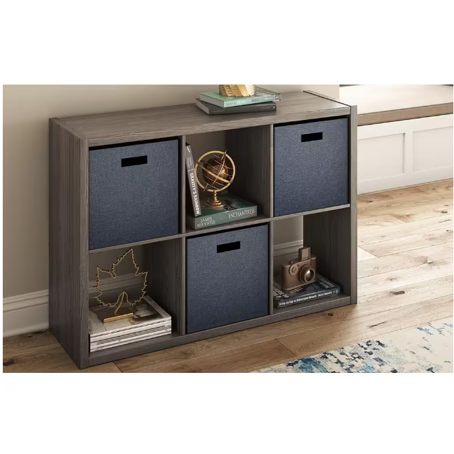 30 in. H x 43.82 in. W x 13.50 in. D Graphite Gray Wood Large 6- Cube