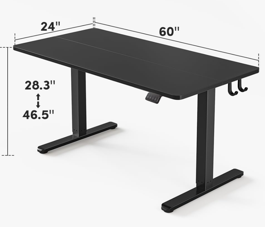Electric Standing Desk, 60 x 24 Inches Height Adjustable Stand up Desk