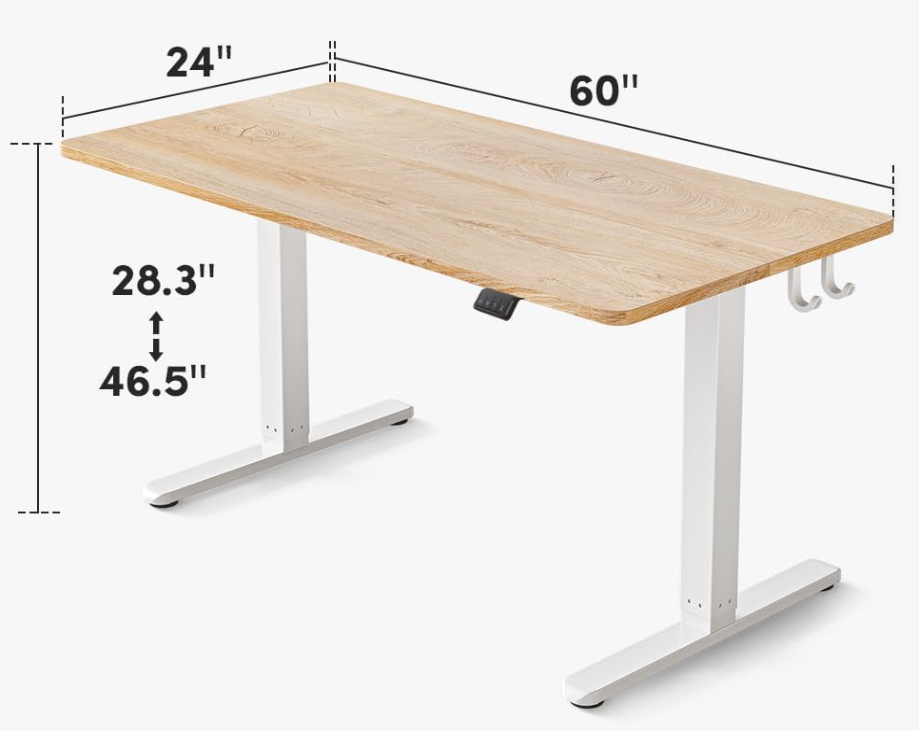 Electric Standing Desk, 60 x 24 Inches Height Adjustable Stand up Desk