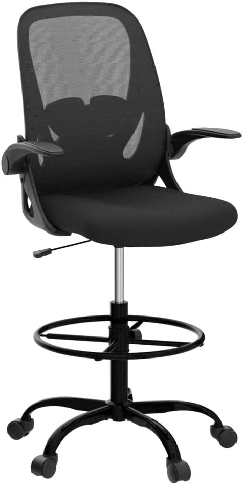 Drafting Chair Tall Office Chair with Flip-up Armrests Executive Ergonomic Computer Standing Desk Chair