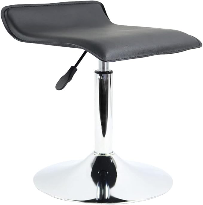 PU Leather Square Short Swivel Stool Standing Desk Stool Height Adjustable Stool Chair Office Stool No Wheels