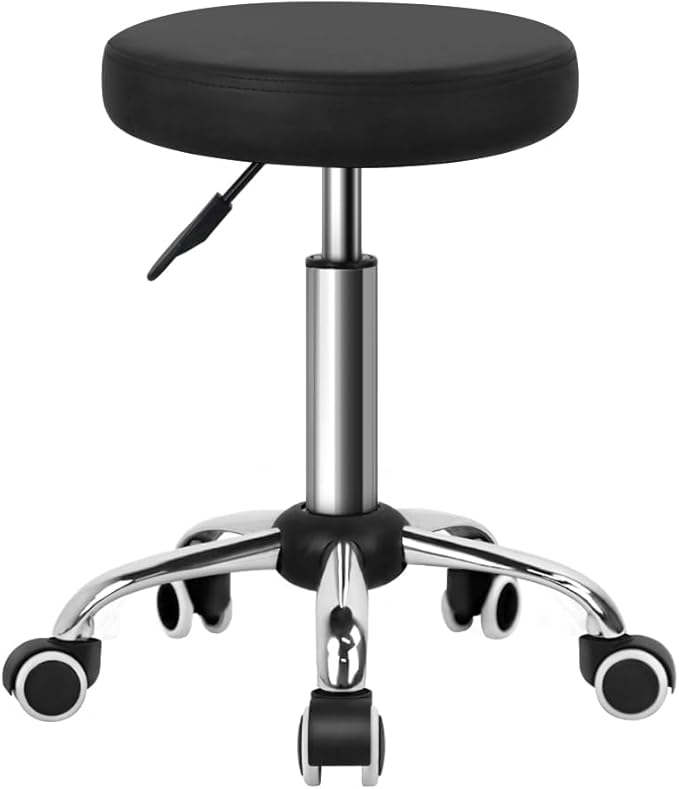 Adjustable Salon Chair Small Rolling Stool with Wheels for Spa Salon Massage Home Office Black Medium Size