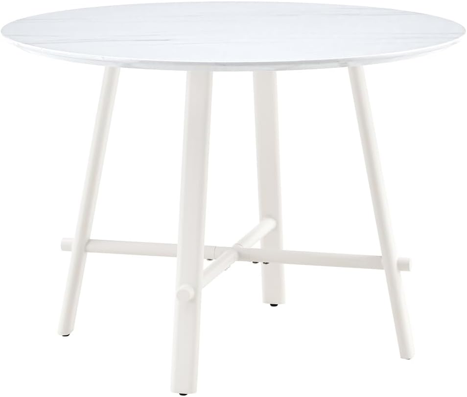 42'' White Round Dining Table, Dining Table for Small Space, Dining Room Table for 4