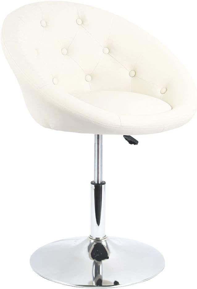 PU Leather Vanity Chair Stool for Makeup Room Round Back Cute Diamond Beauty Make up Chiar