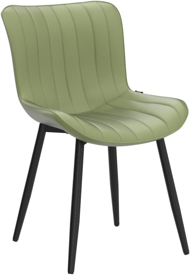 Olive Green Dining Chairs Set of 2 Upholstered Mid Century Modern Kitchen Chair Armless