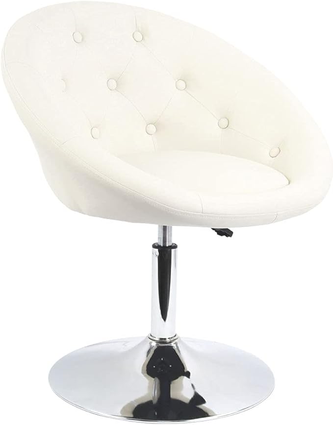 PU Leather Vanity Chair Stool for Makeup Room Round Back Cute Diamond Beauty Make up Chiar