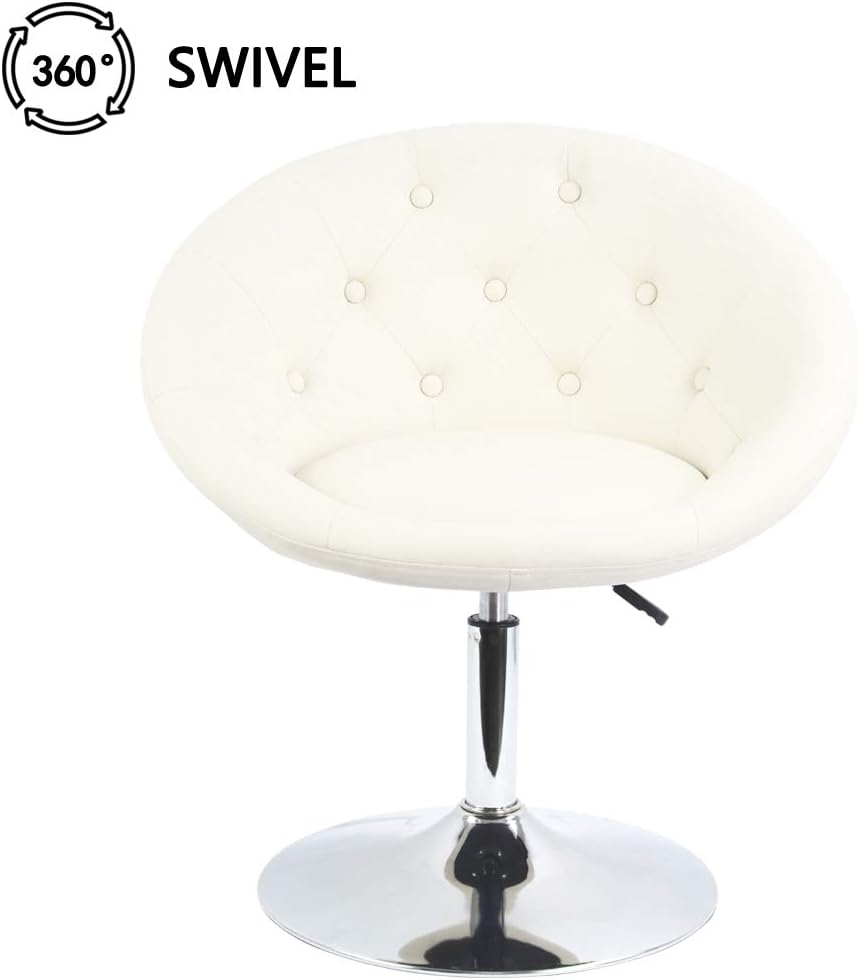 PU Leather Vanity Chair Stool for Makeup Room Round Back Cute Diamond Beauty Make up Chiar