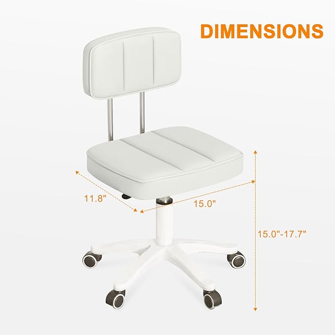 Adjustable Drafting Swivel Chair Home Office Chair Armless, Office Desk Chair Round Rolling Stool with Back
