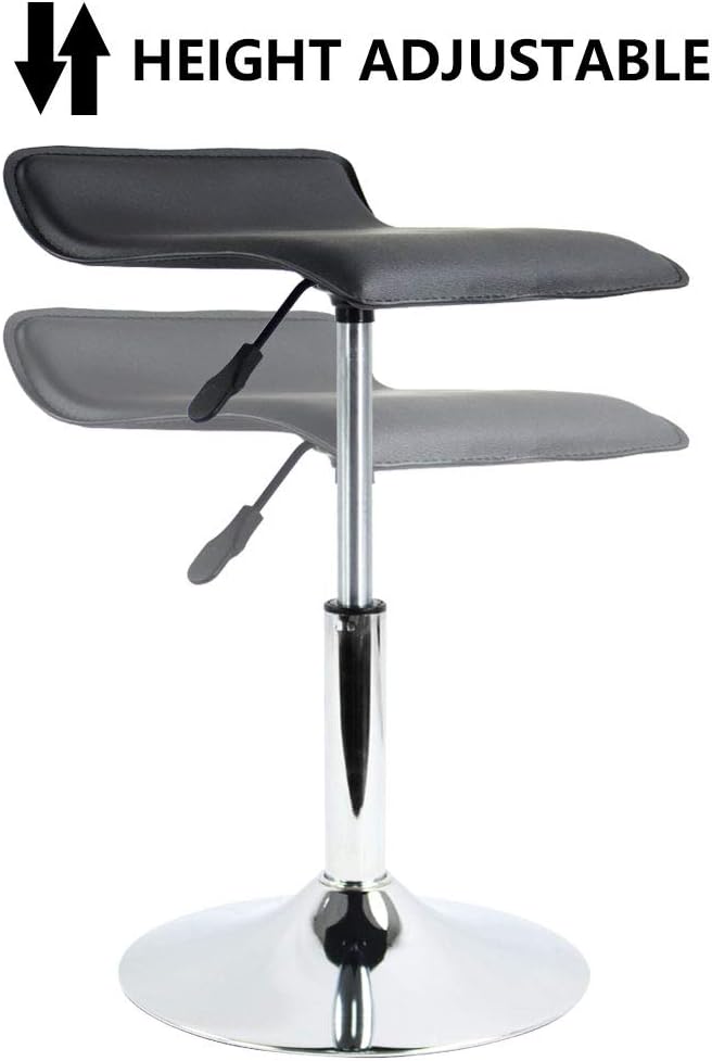PU Leather Square Short Swivel Stool Standing Desk Stool Height Adjustable Stool Chair Office Stool No Wheels