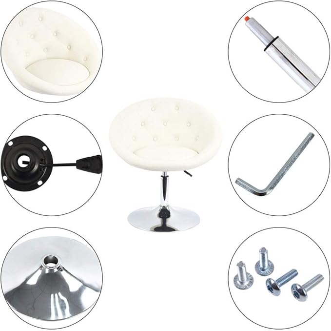 PU Leather Vanity Chair Stool for Makeup Room Round Back Cute Diamond Beauty Make up Chiar