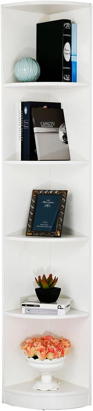 5 Tier Corner Bookcase Wooden Display Bookshelf